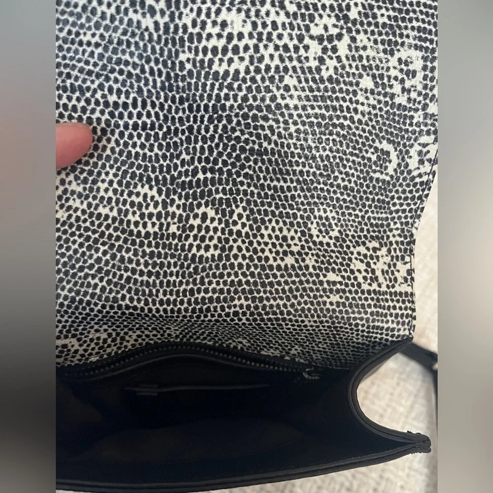 Derek Lam 10 Crosby Bag Crossbody Black Cream Snake Print Leather Flap Front